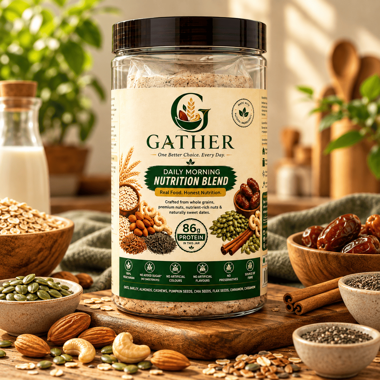 Gather Daily Morning Nutrition Blend – Whole Grain, Nuts & Seeds Breakfast Mix | 500g