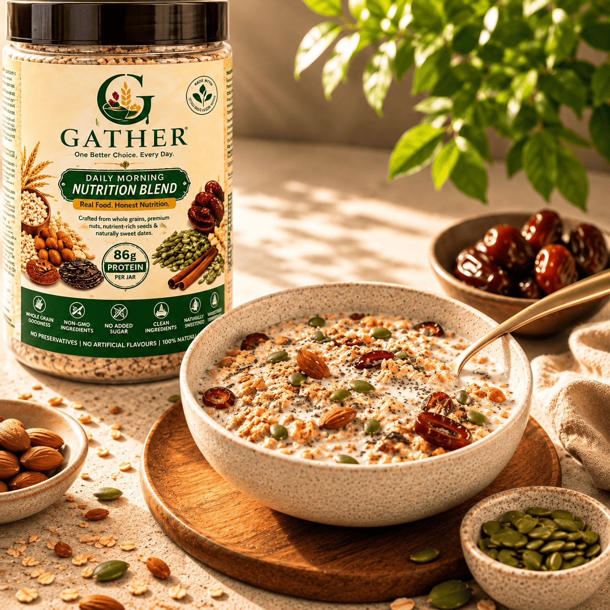 Gather Daily Morning Nutrition Blend – Whole Grain, Nuts & Seeds Breakfast Mix | 500g - Image 2