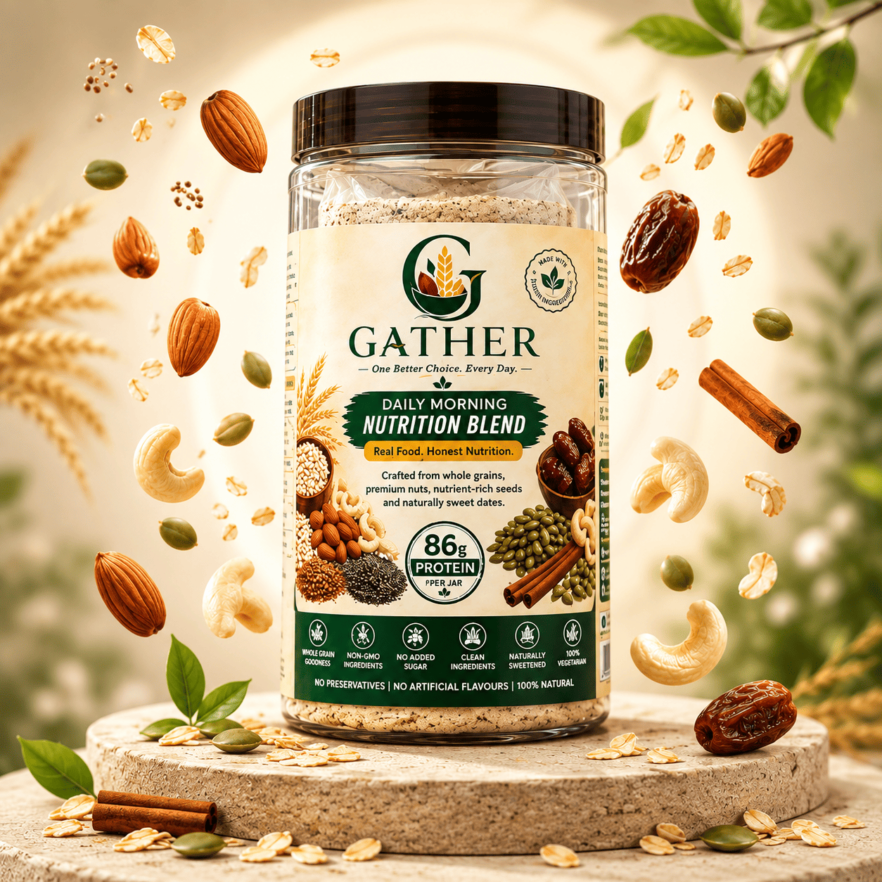 Gather Daily Morning Nutrition Blend – Whole Grain, Nuts & Seeds Breakfast Mix | 500g - Image 3